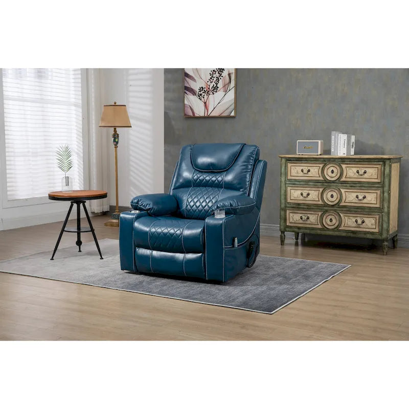 Fauteuil releveur inclinable surdimensionné avec massage, chauffage et position allongée à plat – Cuir PU