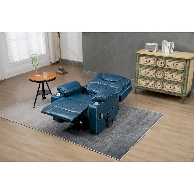 Fauteuil releveur inclinable surdimensionné avec massage, chauffage et position allongée à plat – Cuir PU