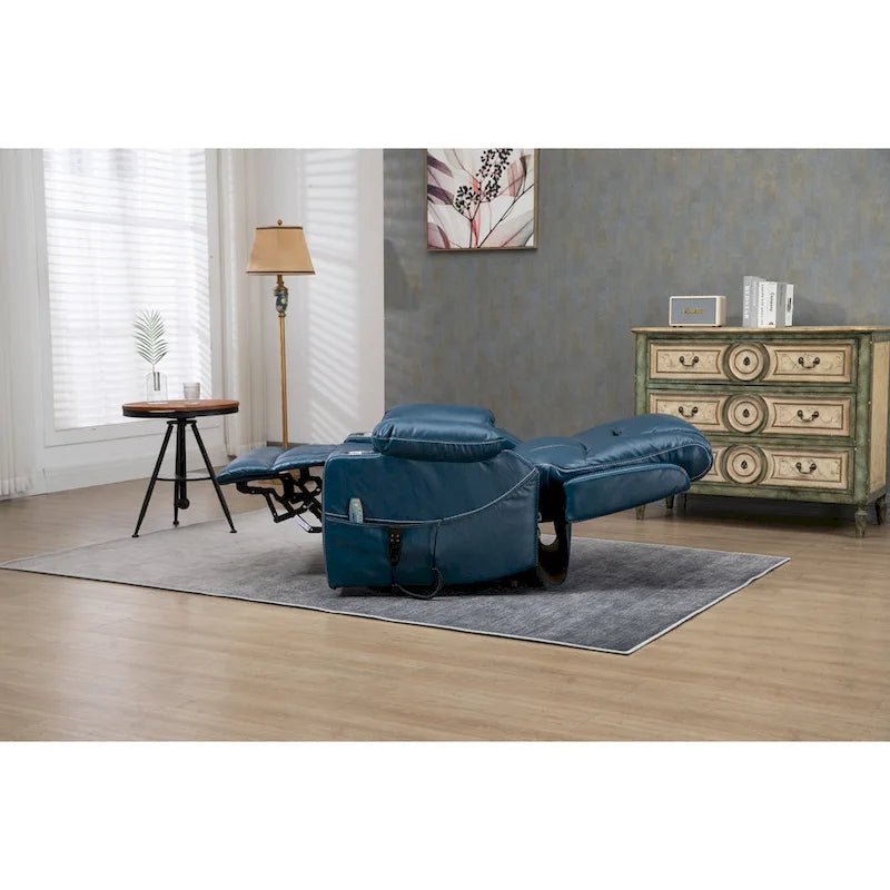 Fauteuil releveur inclinable surdimensionné avec massage, chauffage et position allongée à plat – Cuir PU