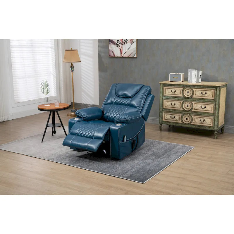 Fauteuil releveur inclinable surdimensionné avec massage, chauffage et position allongée à plat – Cuir PU