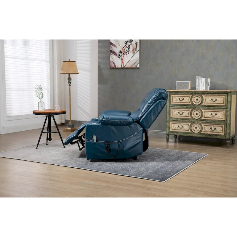 Fauteuil releveur inclinable surdimensionné avec massage, chauffage et position allongée à plat – Cuir PU