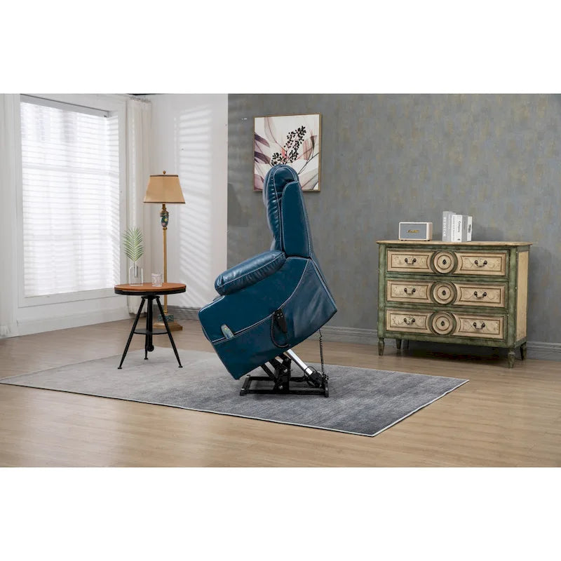 Fauteuil releveur inclinable surdimensionné avec massage, chauffage et position allongée à plat – Cuir PU