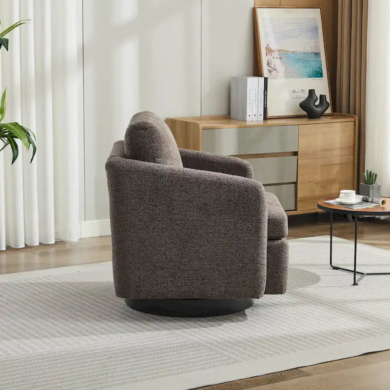 Fauteuil d'appoint pivotant à 360° – Revêtement chenille et bouclette avec coussin à ressorts