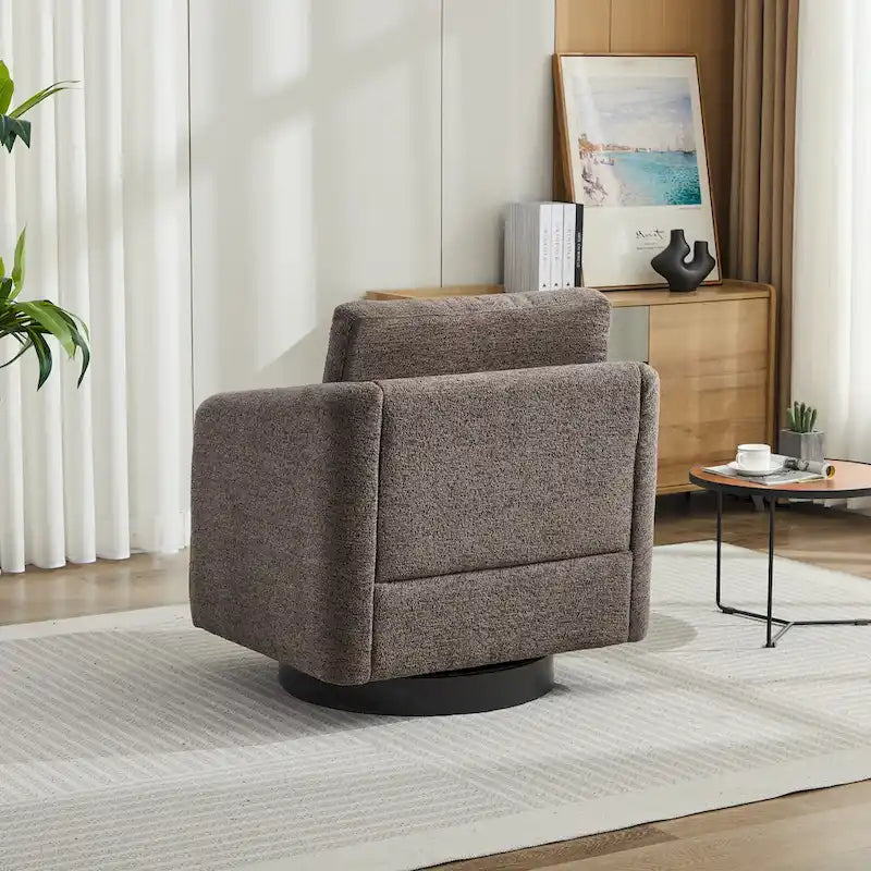 Fauteuil d'appoint pivotant à 360° – Revêtement chenille et bouclette avec coussin à ressorts