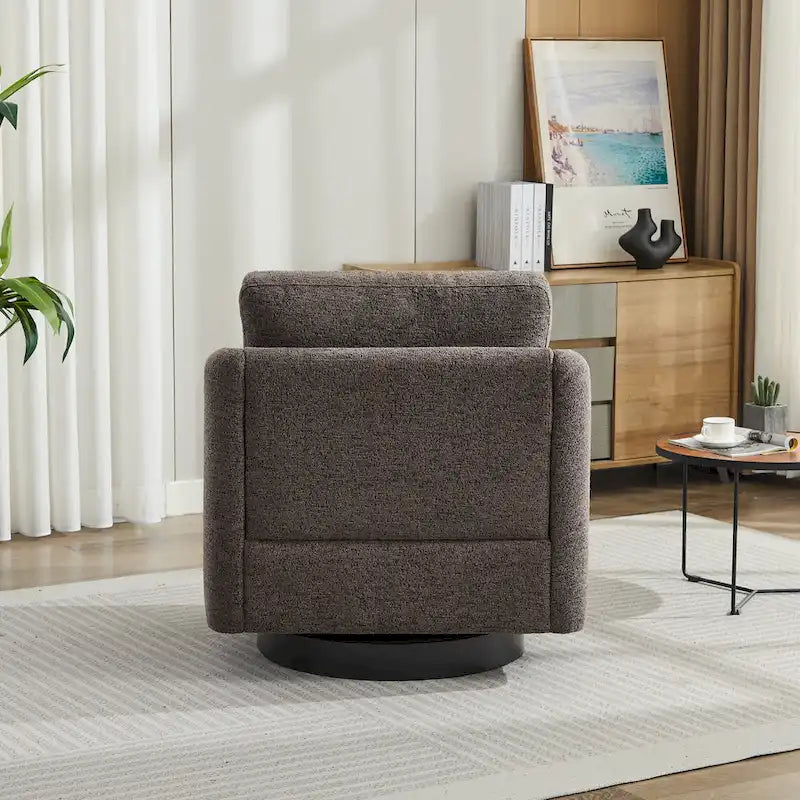 Fauteuil d'appoint pivotant à 360° – Revêtement chenille et bouclette avec coussin à ressorts
