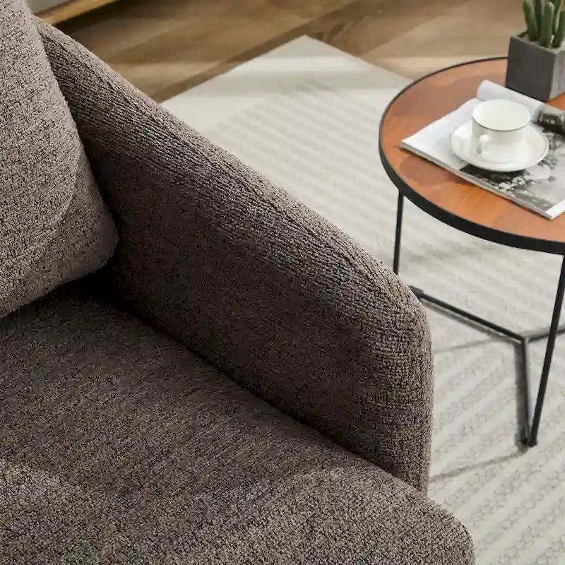 Fauteuil d'appoint pivotant à 360° – Revêtement chenille et bouclette avec coussin à ressorts