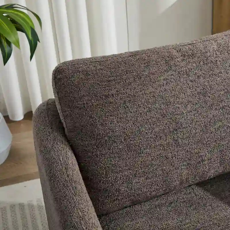 Fauteuil d'appoint pivotant à 360° – Revêtement chenille et bouclette avec coussin à ressorts