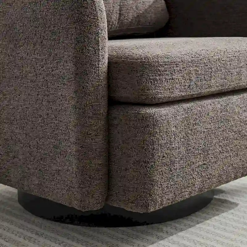 Fauteuil d'appoint pivotant à 360° – Revêtement chenille et bouclette avec coussin à ressorts