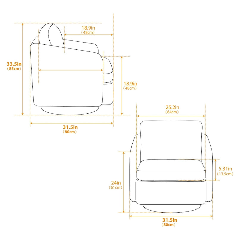 Fauteuil d'appoint pivotant à 360° – Revêtement chenille et bouclette avec coussin à ressorts
