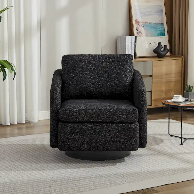 Fauteuil d'appoint pivotant à 360° – Revêtement chenille et bouclette avec coussin à ressorts