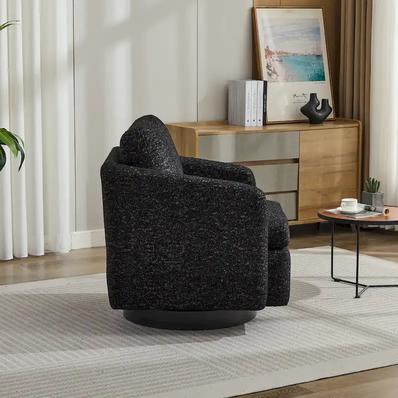 Fauteuil d'appoint pivotant à 360° – Revêtement chenille et bouclette avec coussin à ressorts