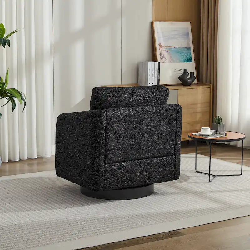 Fauteuil d'appoint pivotant à 360° – Revêtement chenille et bouclette avec coussin à ressorts