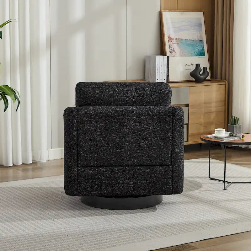 Fauteuil d'appoint pivotant à 360° – Revêtement chenille et bouclette avec coussin à ressorts