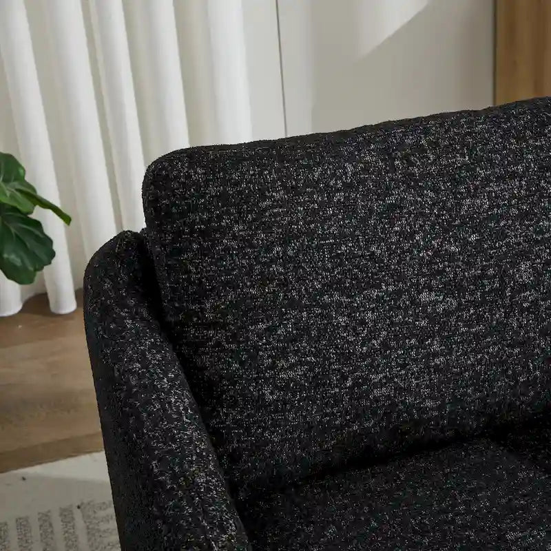 Fauteuil d'appoint pivotant à 360° – Revêtement chenille et bouclette avec coussin à ressorts