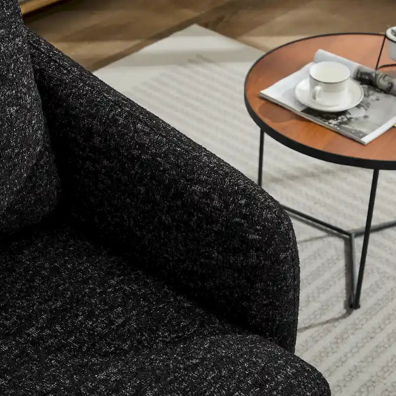 Fauteuil d'appoint pivotant à 360° – Revêtement chenille et bouclette avec coussin à ressorts