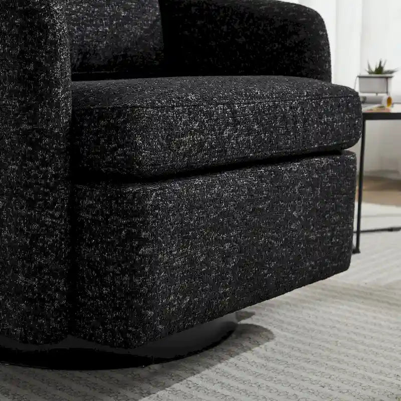 Fauteuil d'appoint pivotant à 360° – Revêtement chenille et bouclette avec coussin à ressorts