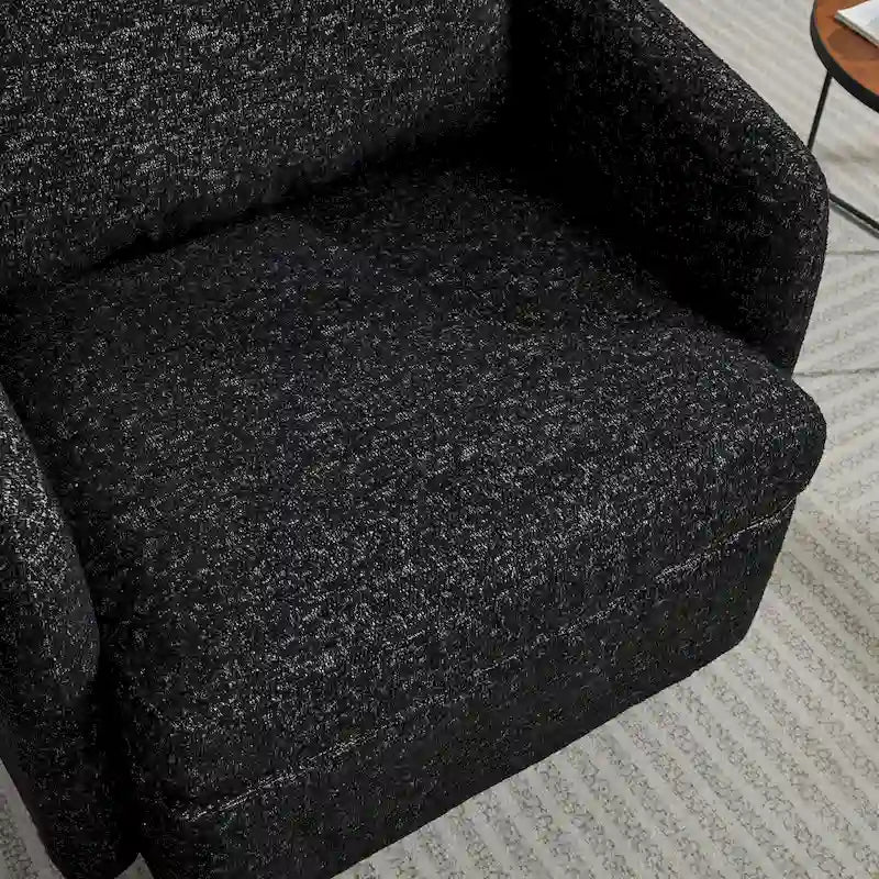 Fauteuil d'appoint pivotant à 360° – Revêtement chenille et bouclette avec coussin à ressorts