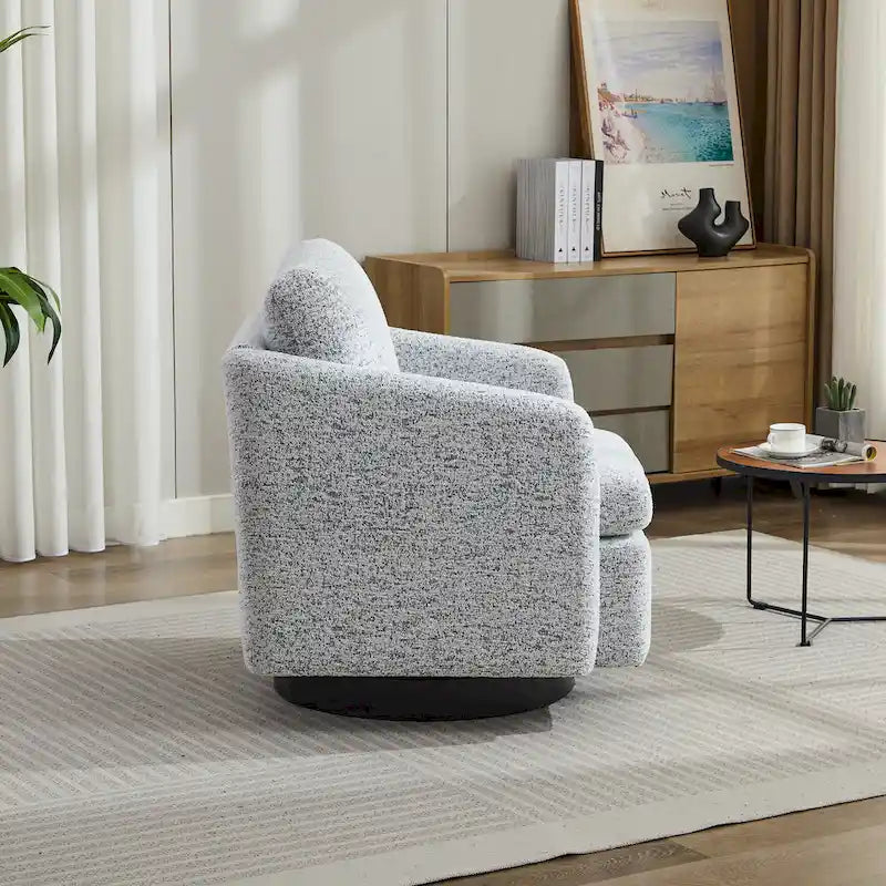 Fauteuil d'appoint pivotant à 360° – Revêtement chenille et bouclette avec coussin à ressorts