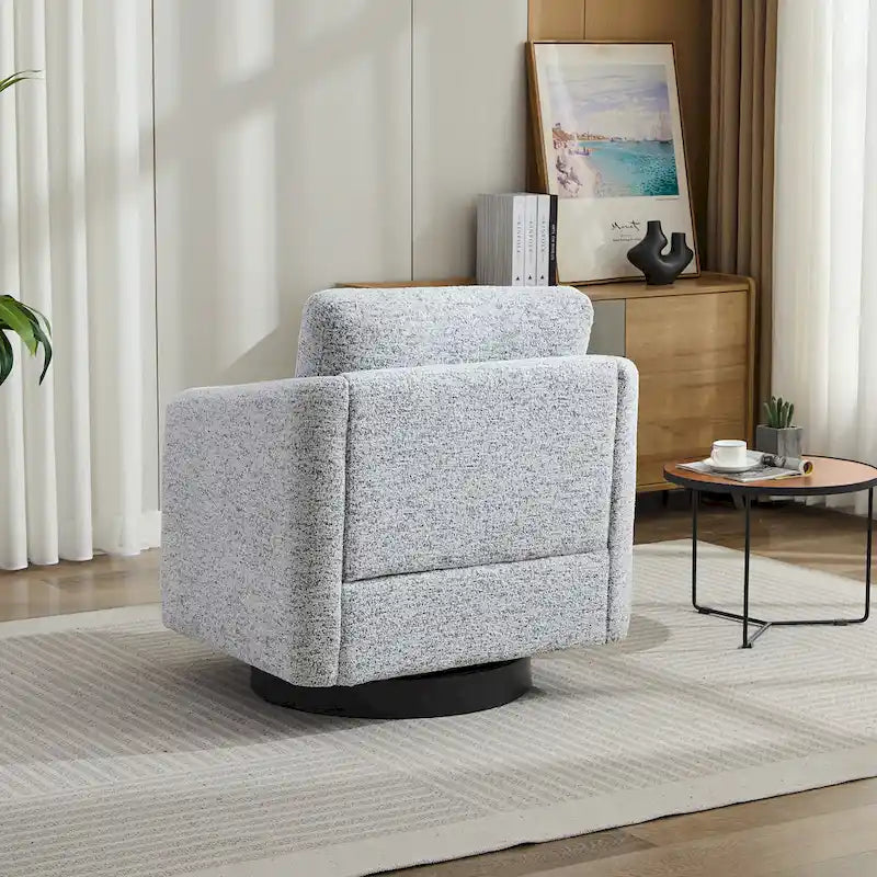 Fauteuil d'appoint pivotant à 360° – Revêtement chenille et bouclette avec coussin à ressorts