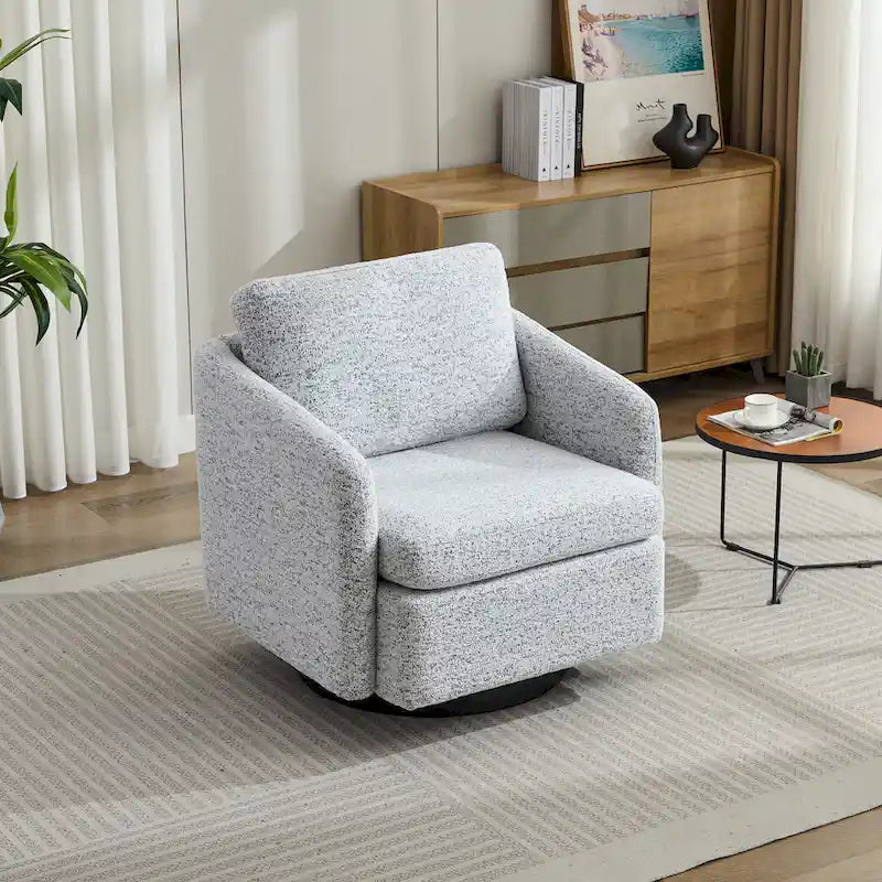 Fauteuil d'appoint pivotant à 360° – Revêtement chenille et bouclette avec coussin à ressorts