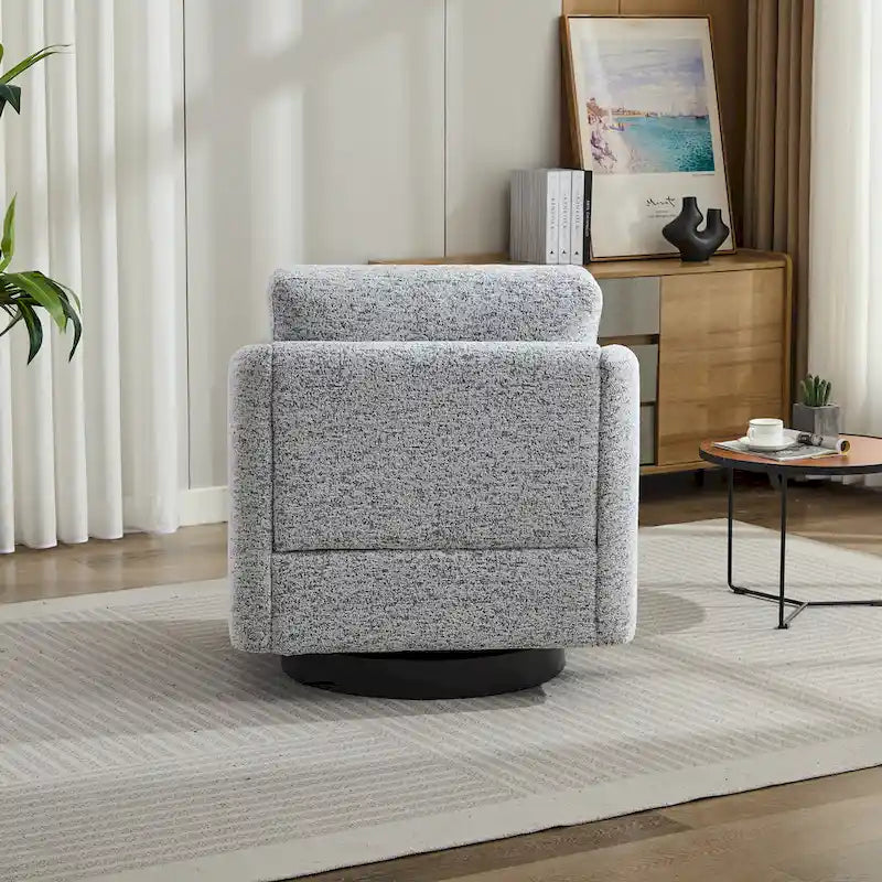 Fauteuil d'appoint pivotant à 360° – Revêtement chenille et bouclette avec coussin à ressorts