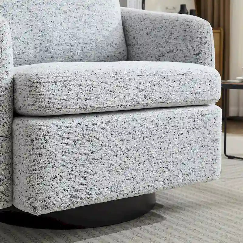 Fauteuil d'appoint pivotant à 360° – Revêtement chenille et bouclette avec coussin à ressorts