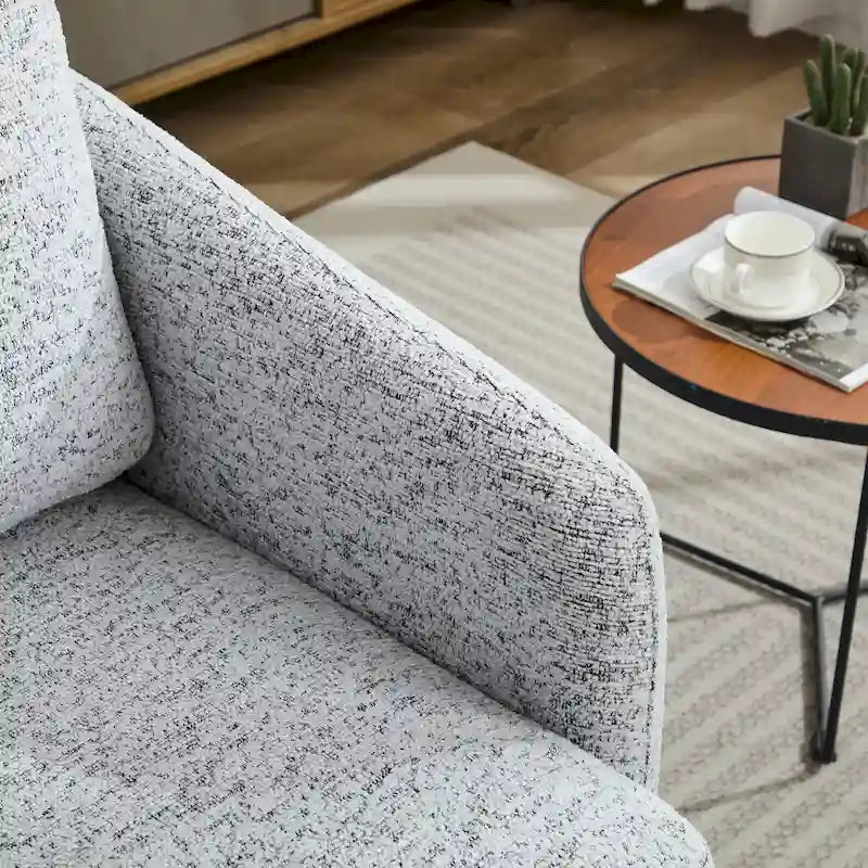 Fauteuil d'appoint pivotant à 360° – Revêtement chenille et bouclette avec coussin à ressorts