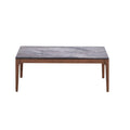 Table basse rectangulaire de 119 cm – Plateau en pierre grise et base en bois de noyer