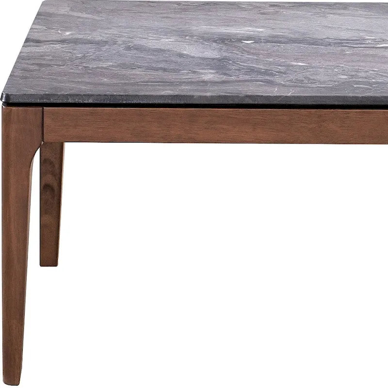 Table basse rectangulaire de 119 cm – Plateau en pierre grise et base en bois de noyer