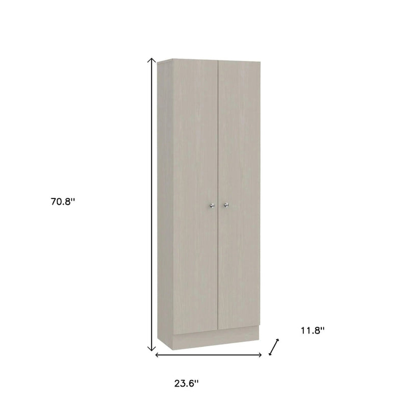Garde-manger et armoire de rangement étroits de 71 pouces – Gris clair, design peu encombrant