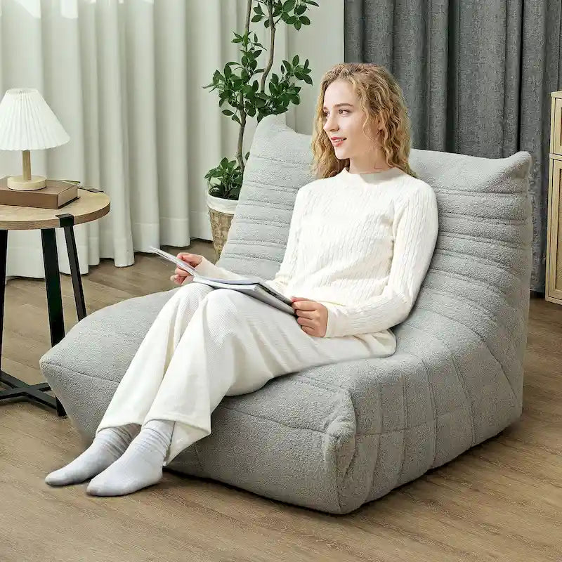 Fauteuil de sol surdimensionné – Polaire Teddy avec capitonnage en canaux et mousse haute densité