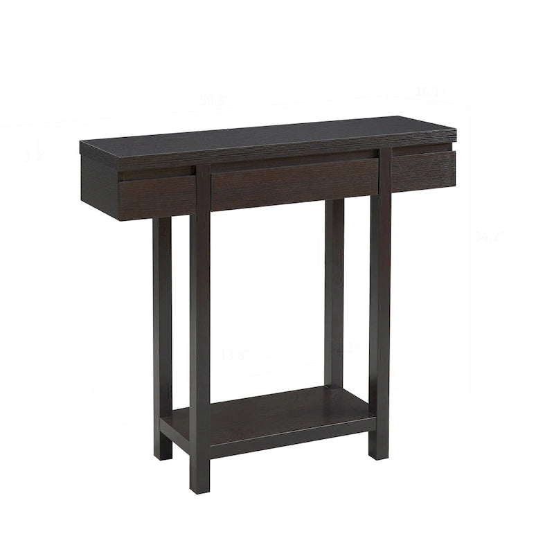 Console d'entrée avec tiroir dissimulé et étagère ouverte – Structure en bois
