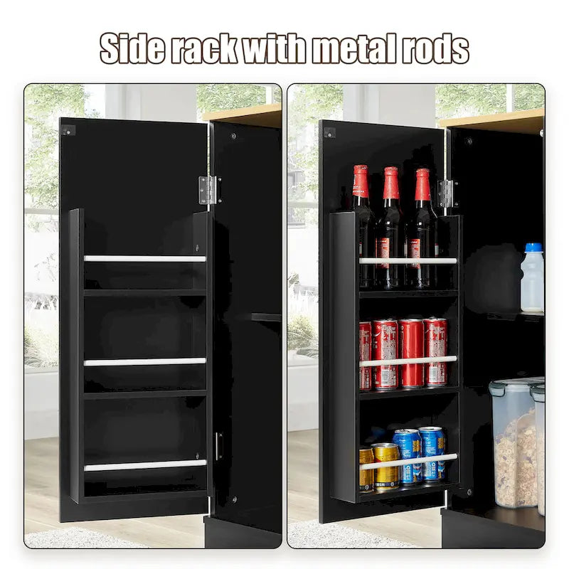 Îlot de cuisine de 135 cm avec poubelle intégrée et rangement réglable