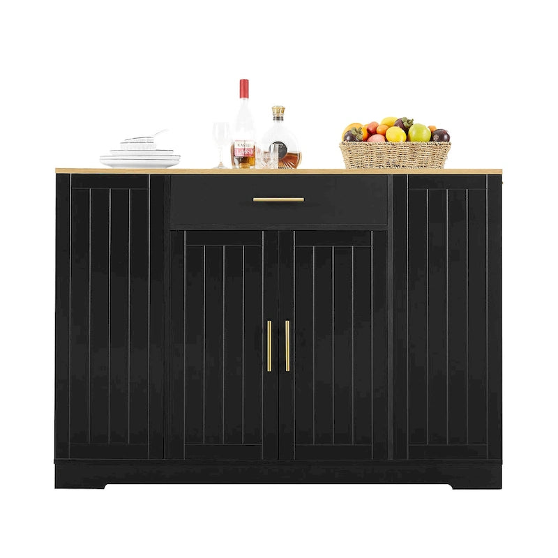 Îlot de cuisine de 135 cm avec poubelle intégrée et rangement réglable