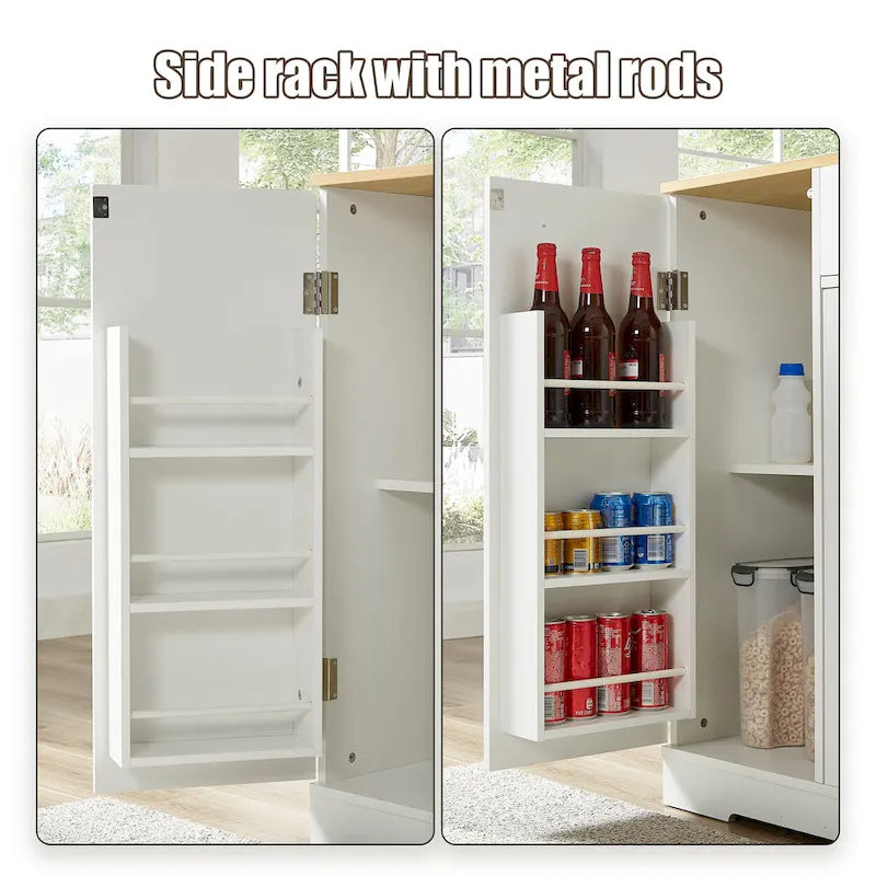 Îlot de cuisine de 135 cm avec poubelle intégrée et rangement réglable