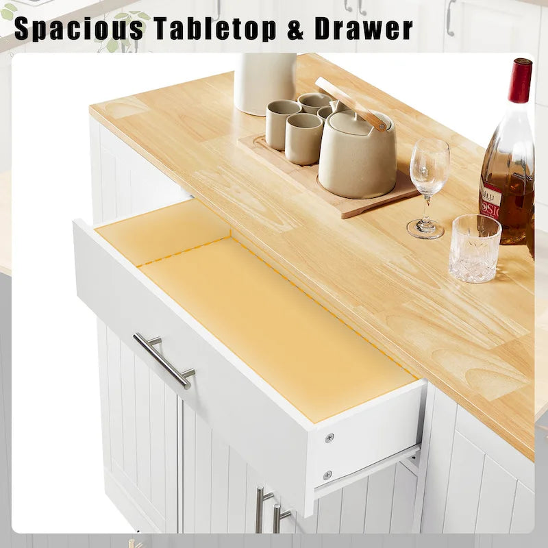 Îlot de cuisine de 135 cm avec poubelle intégrée et rangement réglable