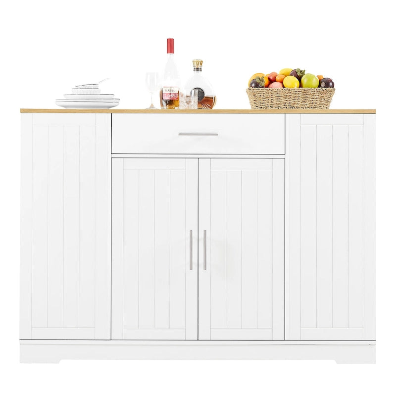 Îlot de cuisine de 135 cm avec poubelle intégrée et rangement réglable