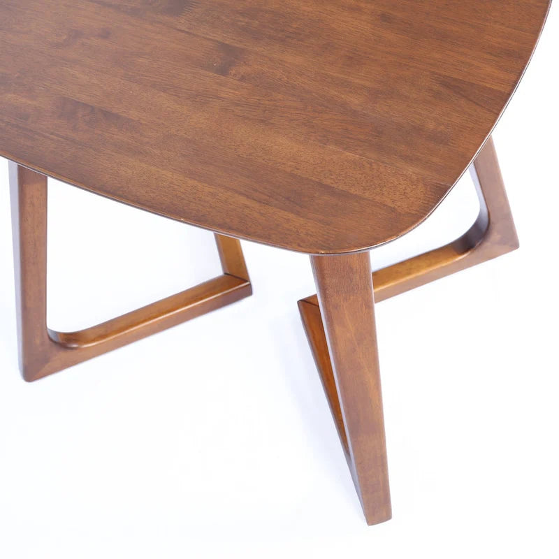 Table d'appoint rectangulaire en bois massif à bords naturels – Finition noyer, style scandinave