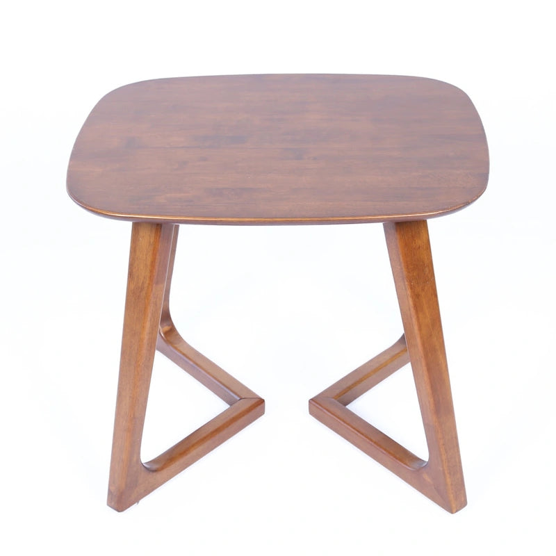 Table d'appoint rectangulaire en bois massif à bords naturels – Finition noyer, style scandinave