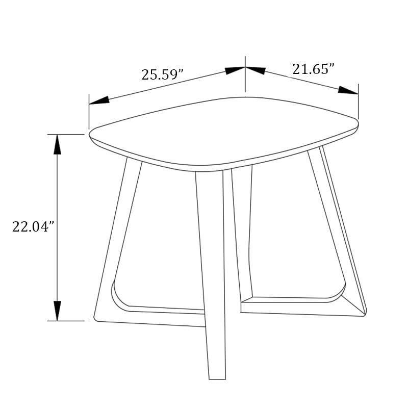Table d'appoint rectangulaire en bois massif à bords naturels – Finition noyer, style scandinave