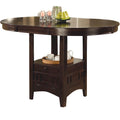 Table à manger modulable hauteur comptoir – De ronde à ovale, Piètement central avec rangement, Espresso
