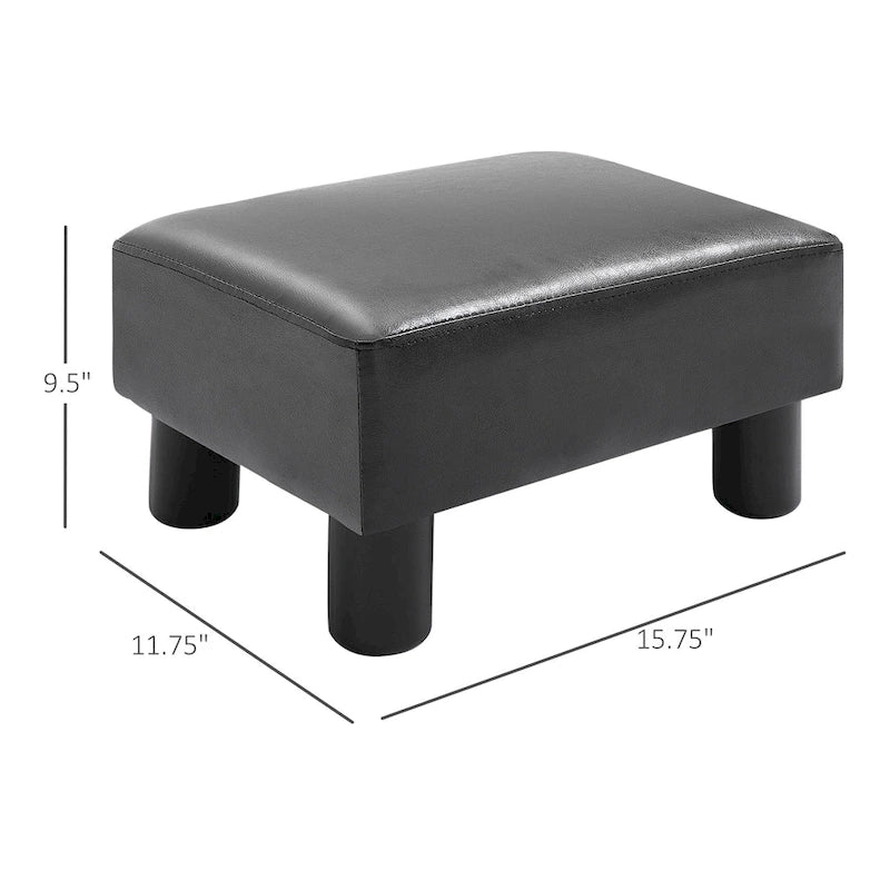 Repose-Pieds Ottoman Rectangulaire en Similicuir – Siège Rembourré en Mousse et Pieds Relevés