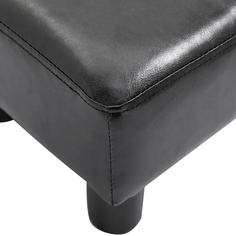 Repose-Pieds Ottoman Rectangulaire en Similicuir – Siège Rembourré en Mousse et Pieds Relevés