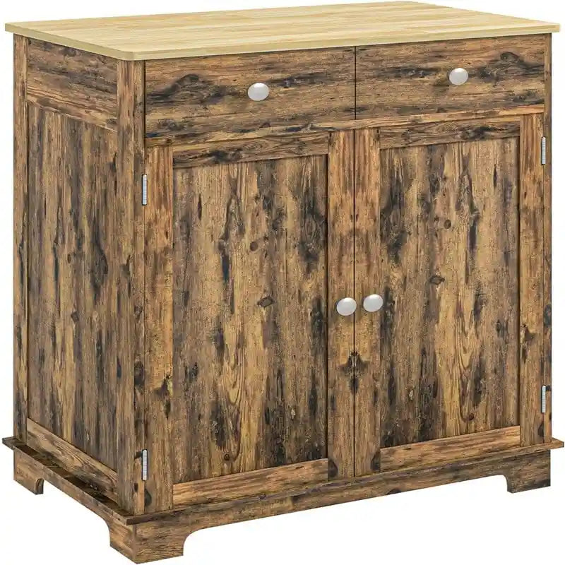 Buffet vaisselier et meuble de rangement de cuisine de 68,5 cm – 2 tiroirs, étagère réglable et 6 options de couleur