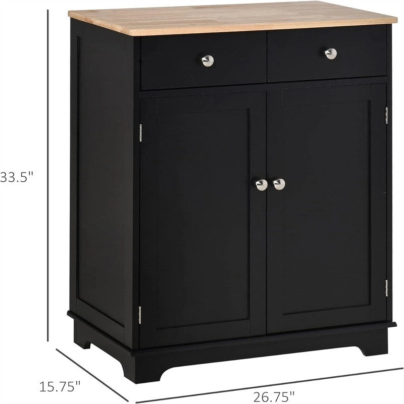Buffet vaisselier et meuble de rangement de cuisine de 68,5 cm – 2 tiroirs, étagère réglable et 6 options de couleur