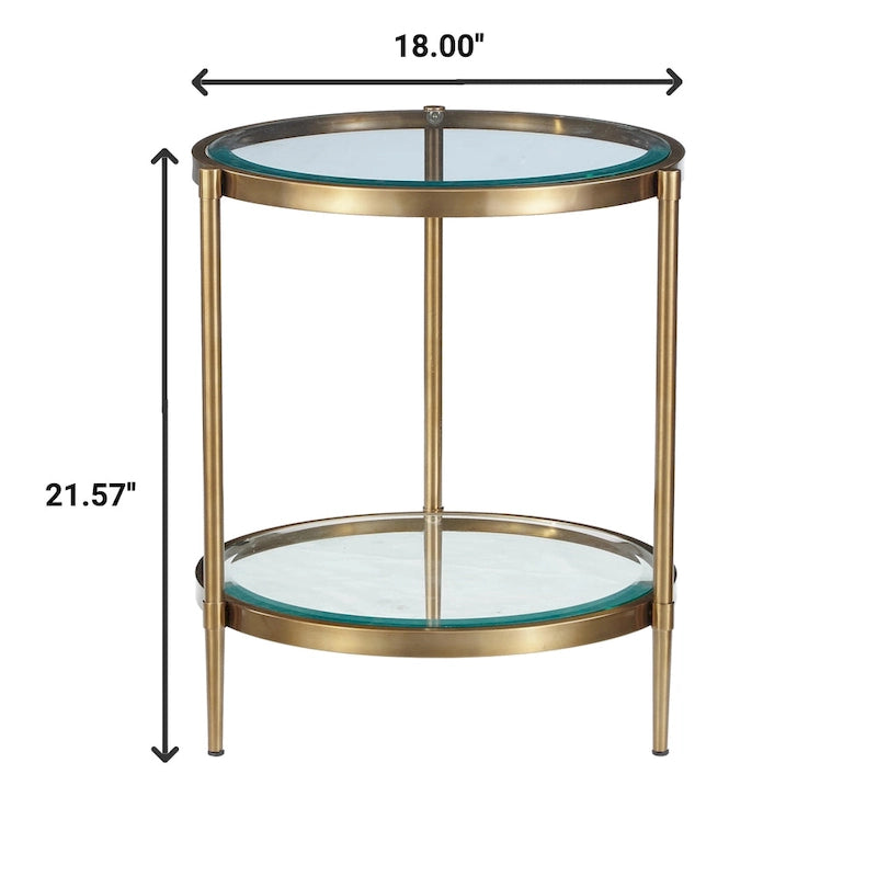 Guéridon rond à double plateau – Verre trempé et structure en métal