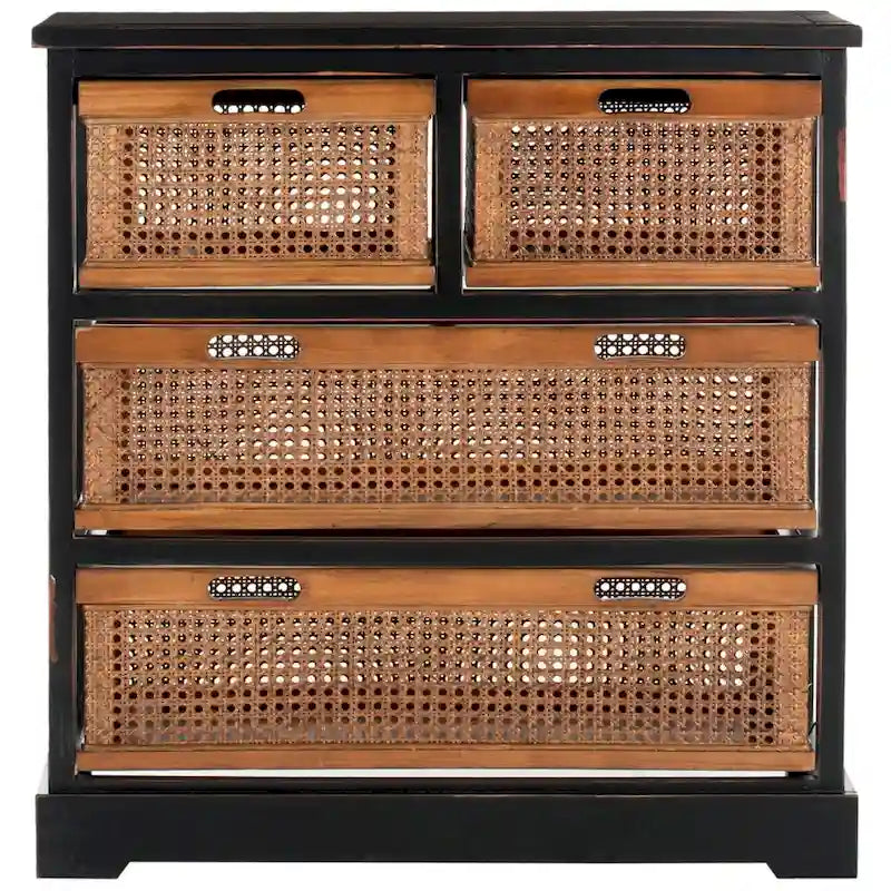 Meuble de rangement 4 tiroirs en jonc de mer – Cadre en bois de pin