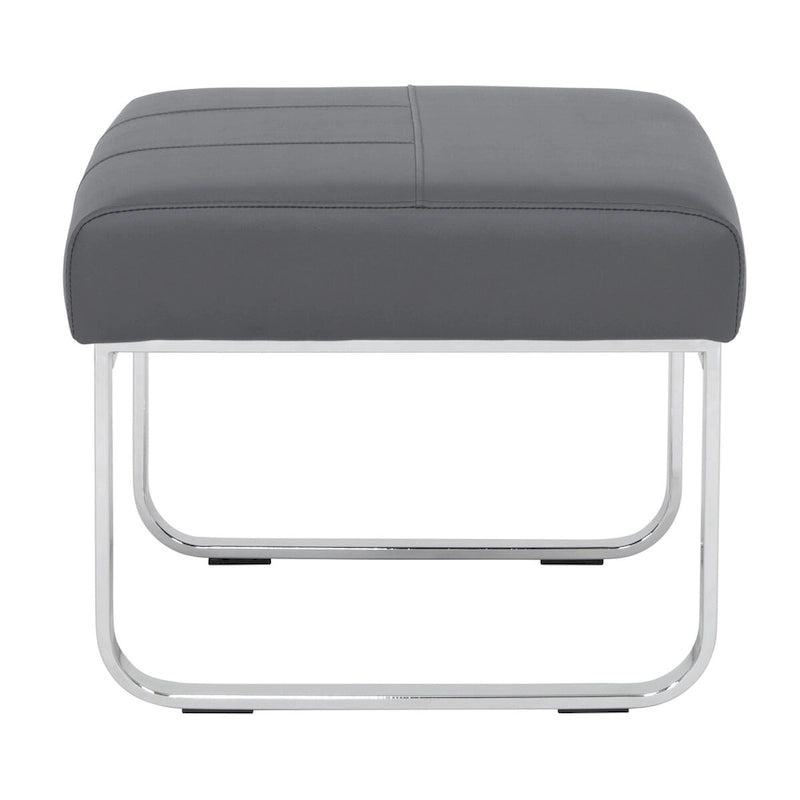 Pouf rectangulaire en cuir collé avec pieds incurvés en chrome – Coussin de 12,7 cm d'épaisseur