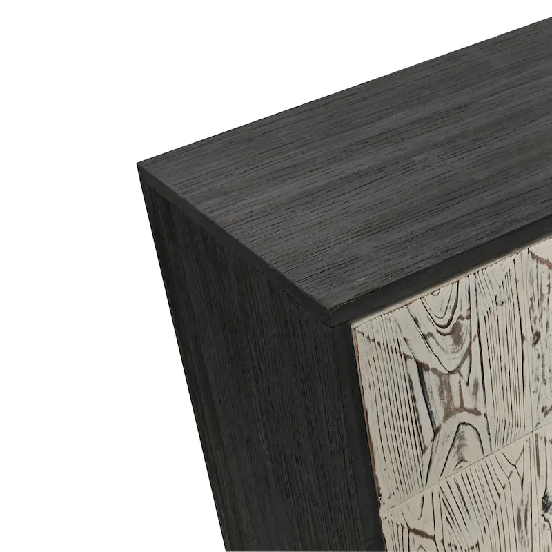 Buffet enfilade vintage 4 portes de 152 cm – Plateau en orme, portes sculptées et pieds en bois massif