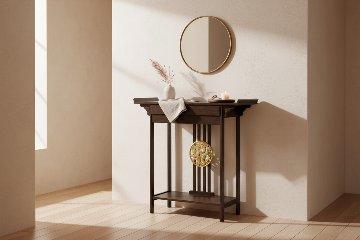 Bamboo Console Table in Interior Scene